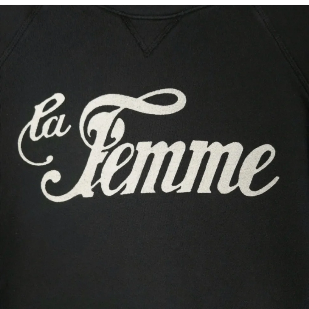 Anthropologie Sol Angeles La Femme Script Charcoal Grey Crewneck Sweatshirt XL - Picture 7 of 7